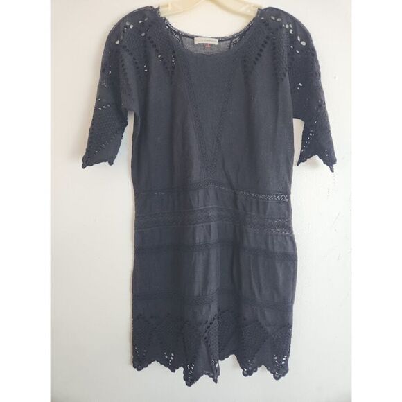Ulla Johnson "Lupe" 100% Cotton Black Embroidery Open Eyelet Dress size 2 - Picture 2 of 8